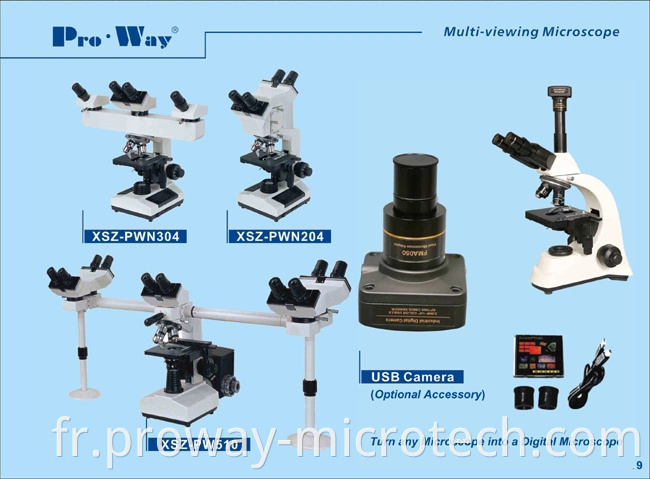 Microscope biologique professionnel à visualisation avec deux têtes de tête (XSZ-PW204)